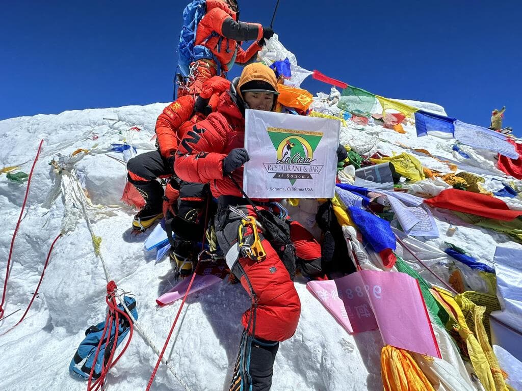Celebrating Sonoma's La Casa restaurant at the peak of Mount Everest